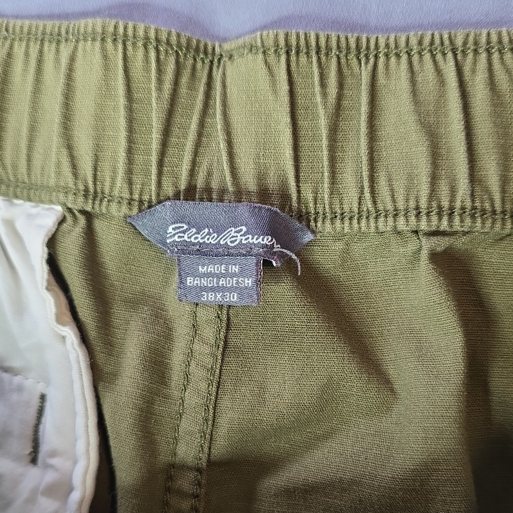 Eddie Bauer Olive Men's Casual Pants Flat Front Straight Leg Cotton Pockets 38